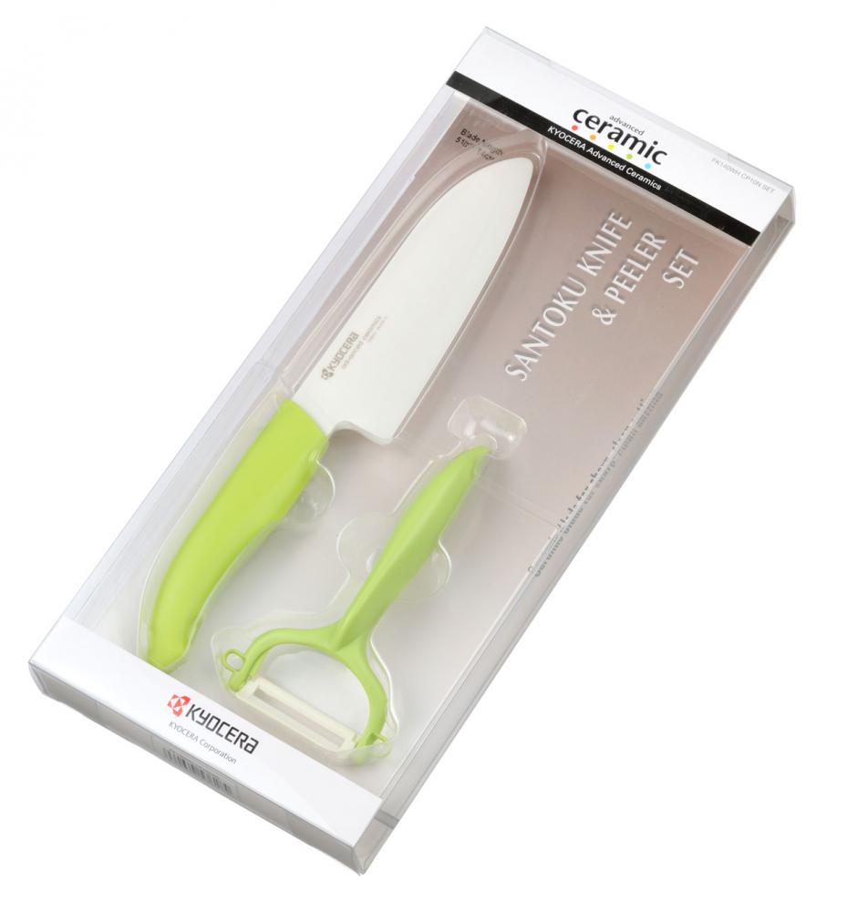 Set Keramikmesser + Keramikschäler Fb. grün in Blisterverpackung (k1650G)