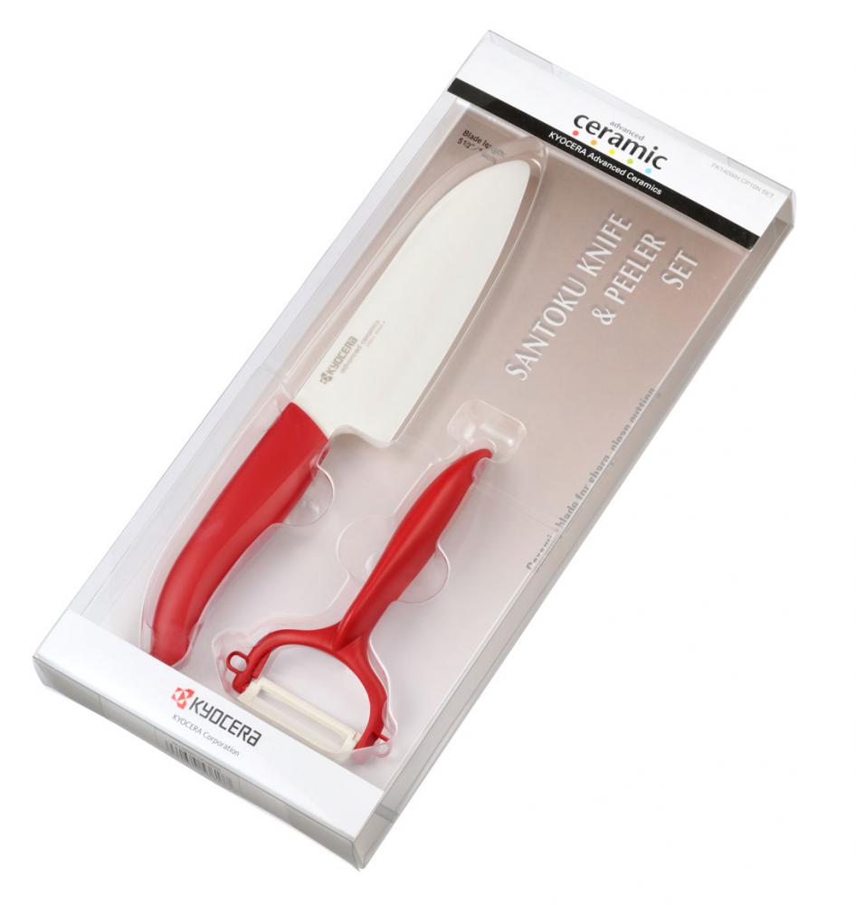 Set Keramikmesser + Keramikschäler Fb. rot in Blisterverpackung (k1650R)