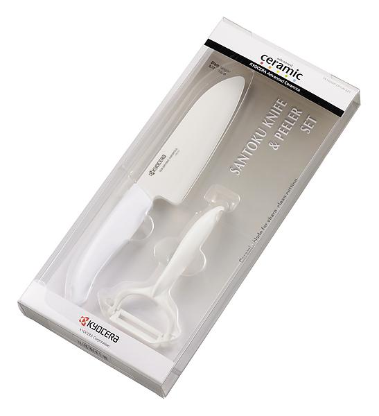 Set Keramikmesser + Keramikschäler Fb. weiß in Blisterverpackung (k1650W)