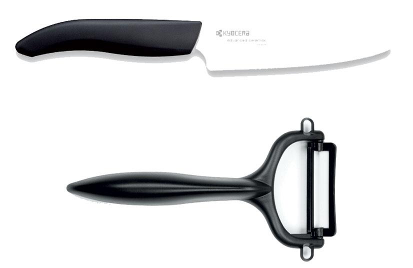 Kyocera Starter-Set Keramikmesser 11cm + Keramikschäler Fb. schwarz in Blisterverpackung (k1670S)