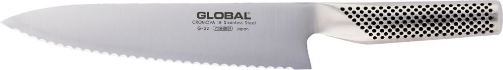 Global Messer G-22R Brotmesser mit Wellenschliff- 20cm Klinge (GL1583)