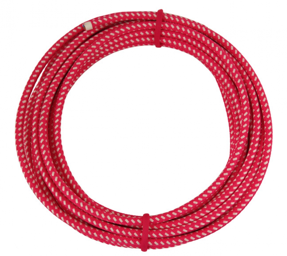 Stromkabel 3x1,5 mm² - umflochten Fb. pink-weiss -nachleuchtend Länge 5 Meter (G16-200k5)