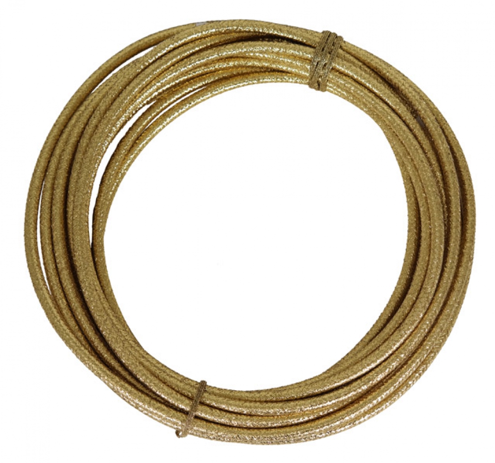 Stromkabel 3x1,5 mm² - Silikonkabel umflochten Fb. gold-glänzend - Länge 5 Meter (G16-300k5)