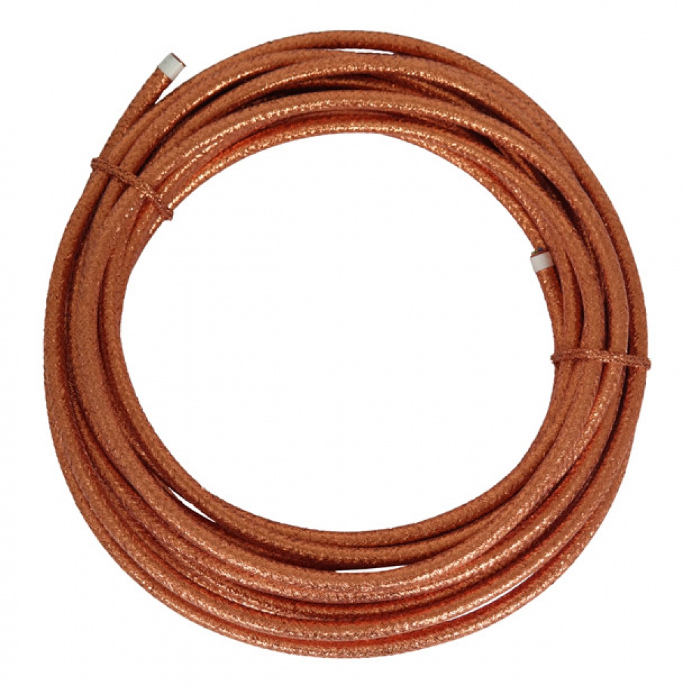 Stromkabel 3x1,5 mm² - Silikonkabel umflochten Fb. kupfer-glänzend - Länge 5 Meter (G16-310k5)