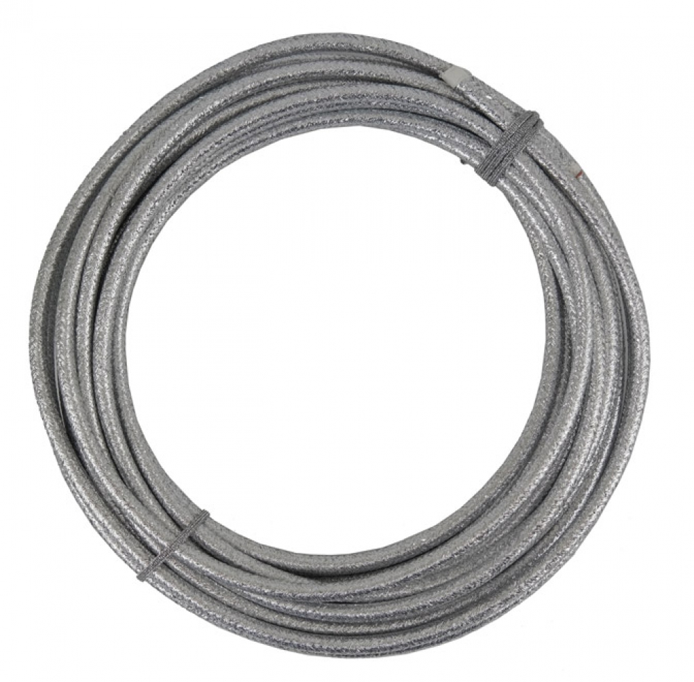 Stromkabel 3x1,5 mm² - Silikonkabel umflochten Fb. silber-glänzend - Länge 5 Meter (G16-320k5)