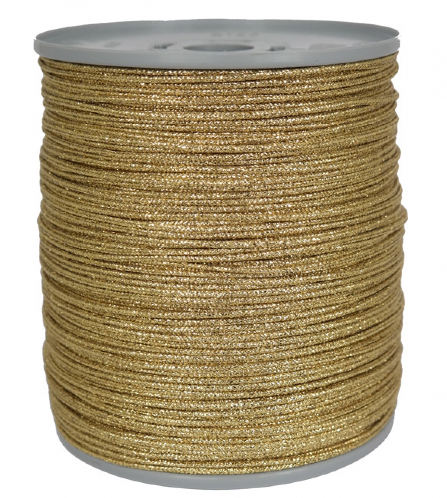 Dekoschnur-Seil-Kordel-goldkordel - 300 Meter - Ø ca.2mm - Fb. gold glitzernd-glänzend (GL-2-300G)