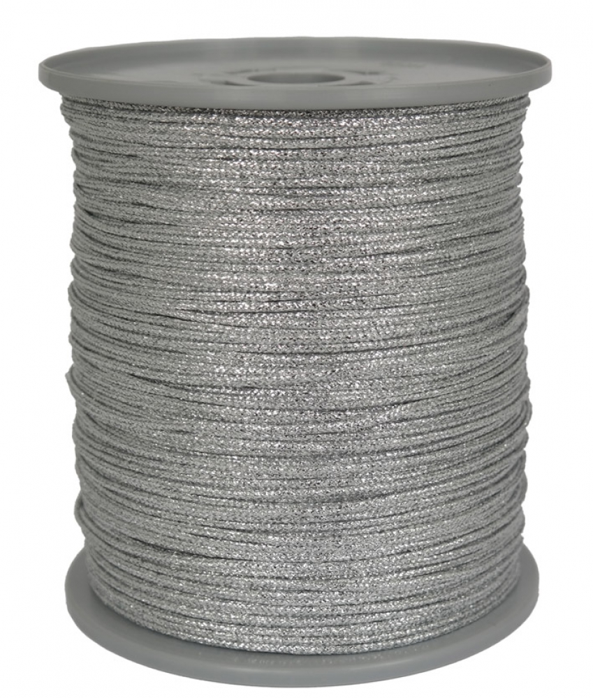 Dekoschnur-Seil-silberkordel - 300 Meter - Ø ca.2mm - Fb. silber glitzernd-glänzend (GL-2-300S)