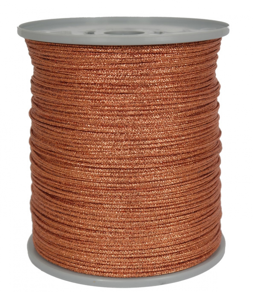 Dekoschnur-Seil-kupferkordel - 300 Meter - Ø ca.2mm - Fb. kupfer glitzernd-glänzend (GL-2-300K)