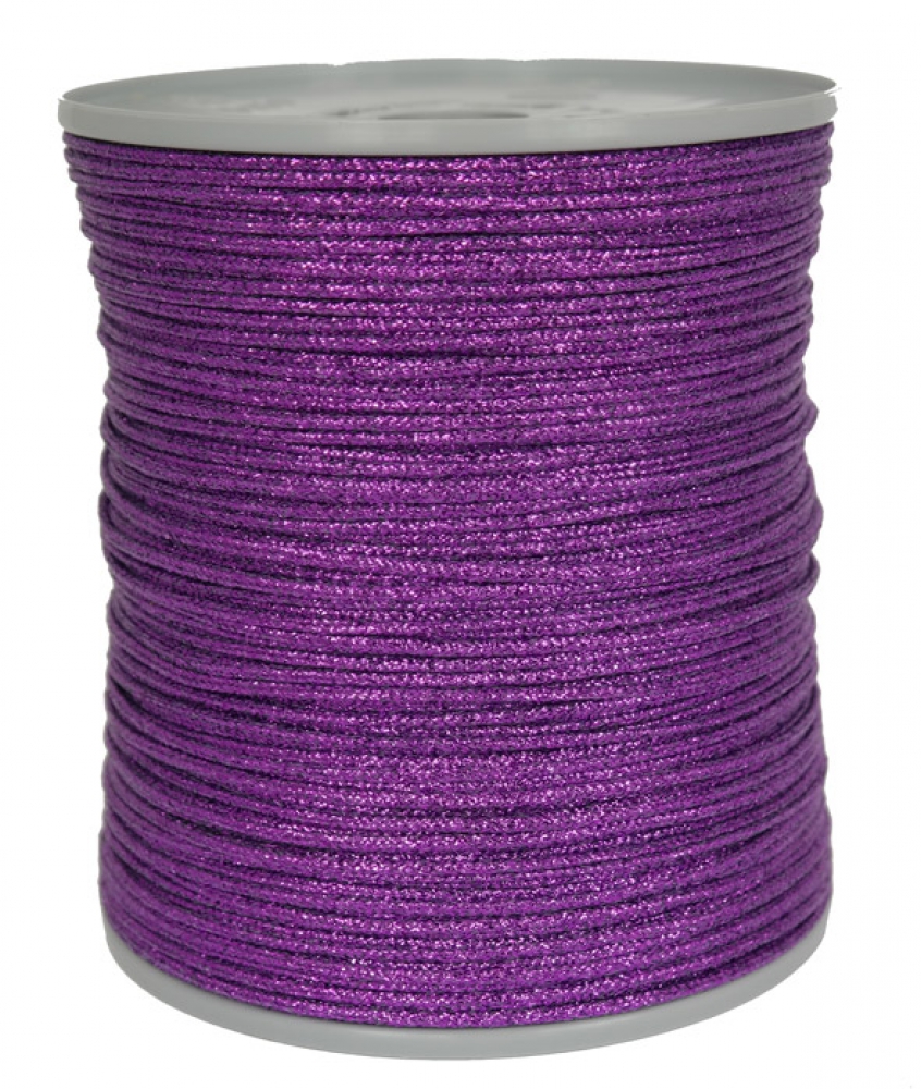 Dekoschnur-Seil-Kordel - 300 Meter - Ø ca.2mm - Fb. violett glitzernd-glänzend (GL-2-300L)