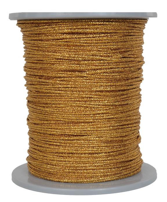 Dekoschnur-Seil-Kordel - 300 Meter - Ø ca.2mm - F. dunkelgold glitzernd-glänzend (GL-2-300DG)