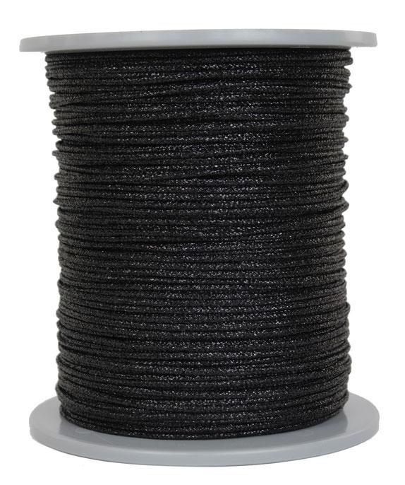 Dekoschnur-Seil-Kordel - 300 Meter - Ø ca.2mm - Fb. schwarz glitzernd-glänzend (GL-2-300S)