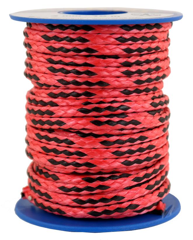 Dyneema Flechtleine / Seil / Dyneemaseil / Dyneema-Rope rot/schwarz Ø 4mm - 10 Meter (dy460-10)