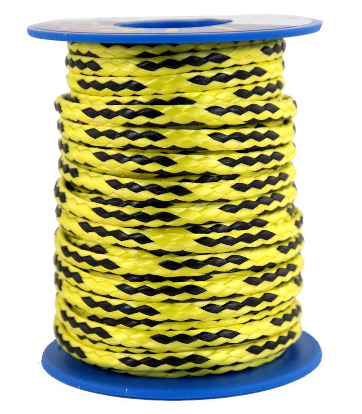 Dyneema Flechtleine / Seil / Dyneemaseil / Dyneema-Rope gelb/schwarz Ø 4mm - 10 Meter (dy480-10)