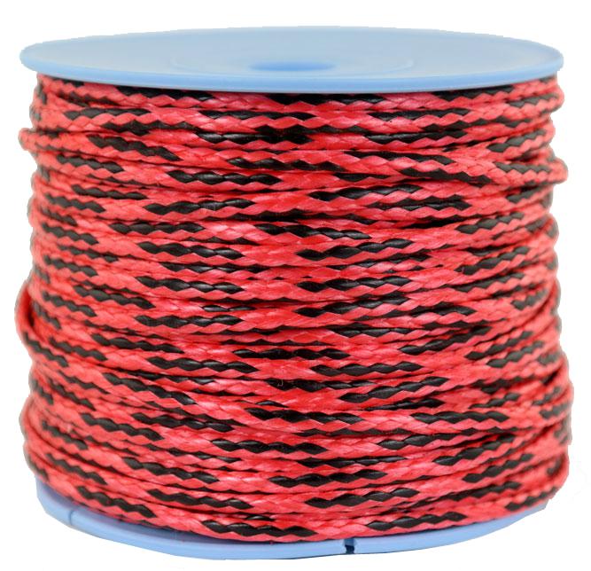 Dyneema Flechtleine / Dyneemaseil / Dyneema-Rope rot-schwarz Ø 3mm - Länge: 50 Meter (dy360-50)