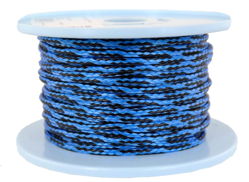 Dyneema Flechtleine / Dyneemaseil / Dyneema-Rope blau-schwarz Ø 3mm - Länge: 50 Meter (dy370-50)