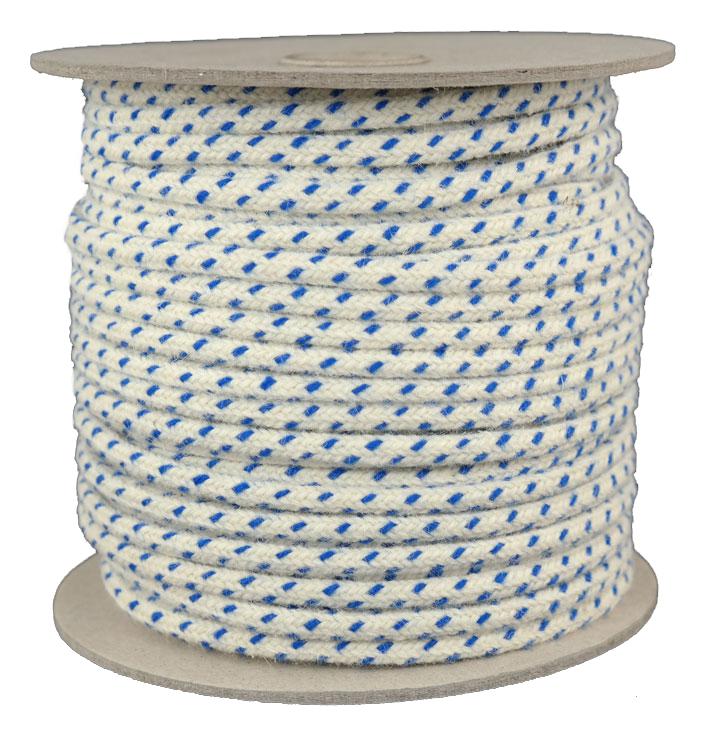 Seil aus Wolle / Schurwolle / Wollseil Ø 6mm Fb. rohweiss / blau - Länge: 50 Meter (WO6-50NB)