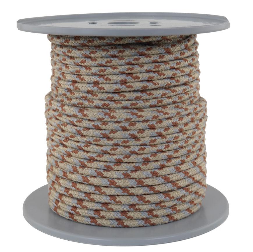 Leinenseil / Flachsseil Ø 7.5mm - 50 Meter - 16fach geflochten Fb. natur / braun / grau (L750-50nbg)