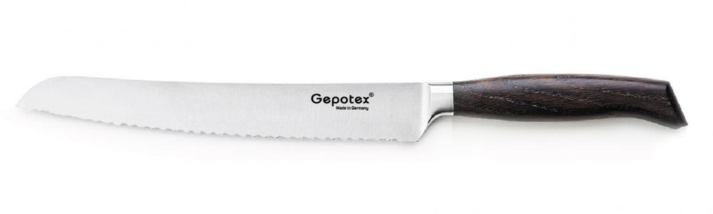 Gepotex ® Brotmesser mit Wellenschliff 23cm Klinge Griff aus Räuchereiche (g110223)