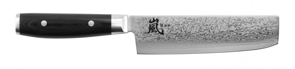 Damastmesser Yaxell Ran 69 Nakiri-Gemüsemesser - 16,5 cm Klinge - Mikarta Griff (dr36044)