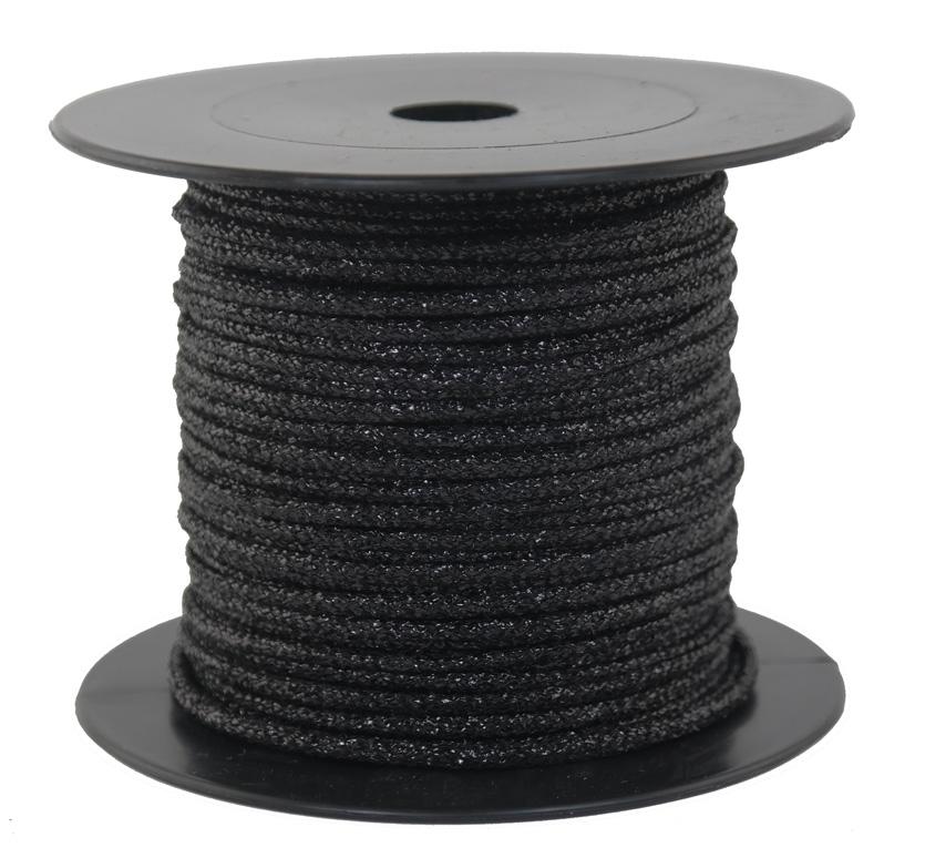 Dekoschnur-Seil-Kordel - 50 Meter - Ø ca.2mm - Fb. schwarz glitzernd-glänzend (GL-2-50S)