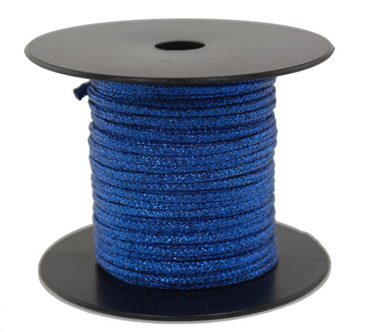 Dekoschnur-Seil-Kordel - 50 Meter - Ø ca.2mm - Fb. blau glitzernd-glänzend (GL-2-50B)