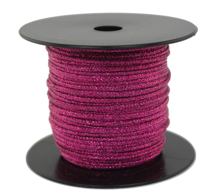 Dekoschnur-Seil-Kordel - 50 Meter - Ø ca.2mm - Fb. fuchsia glitzernd-glänzend (GL-2-50F)