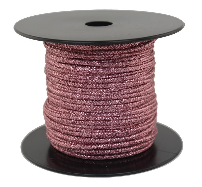 Dekoschnur-Seil-Kordel - 50 Meter - Ø ca.2mm - Fb. rosa glitzernd-glänzend (GL-2-50RO)