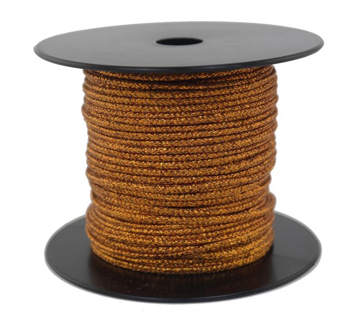 Dekoschnur-Seil-Kordel - 50 Meter - Ø ca.2mm - Fb. dunkelgold glitzernd-glänzend (GL-2-50DG)