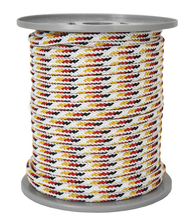 SONDERANGEBOT : 33 METER - Ø ca. 6 mm Seil geflochten ohne Kern - Fb. schwarz rot gold weiß (srg33)