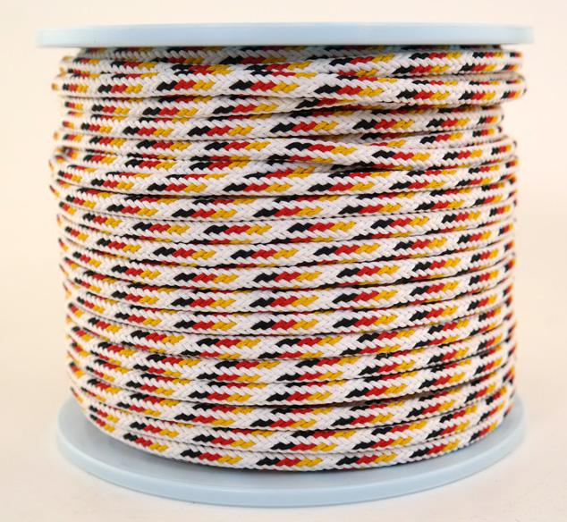 SONDERANGEBOT : 30 METER - Ø ca. 7.5 mm Seil mit Seilkern - Fb. schwarz rot gold weiß (7.5-30w)