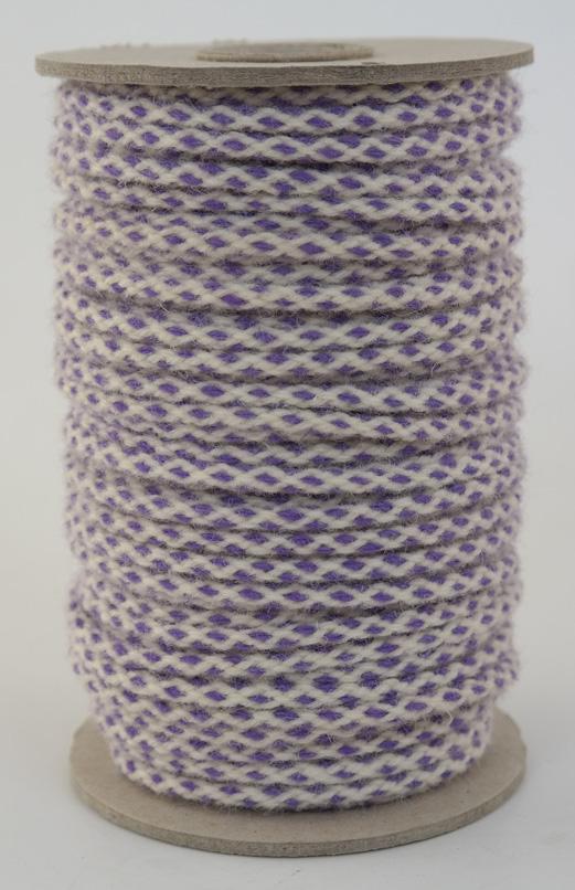 SONDERANGEBOT : Wollseil Ø ca. 4mm - 50 Meter - 100% Schurwolle Fb. lila/ natur (Wo-lw-50)