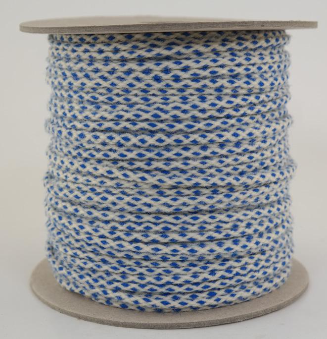 SONDERANGEBOT : Wollseil Ø ca. 4mm - 100 Meter - 100% Schurwolle Fb. blau/ natur (Wo-dbw-100)