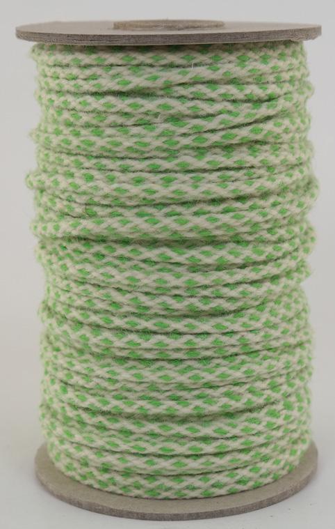 SONDERANGEBOT : Wollseil Ø ca. 4mm - 50 Meter - 100% Schurwolle Fb. grün/ natur (Wo-gw-50)