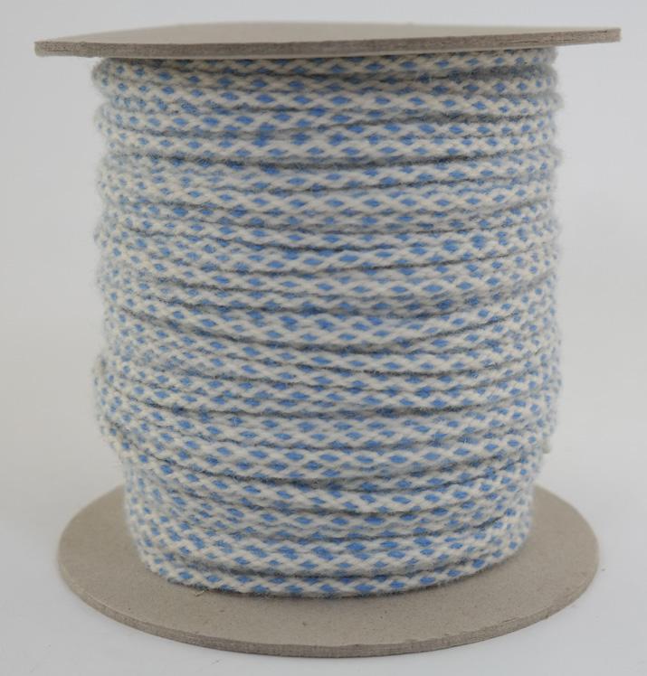 SONDERANGEBOT : Wollseil Ø ca. 4mm - 100 Meter - 100% Schurwolle Fb. hellblau/ natur (Wo-hbw-100)