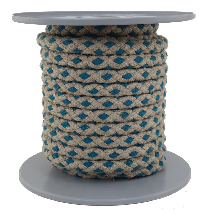 SONDERANGEBOT: Leinenseil / Flachsseil Ø 13mm - 12 Meter - 16fach geflochten 2-farbig (L1300-12ptn)