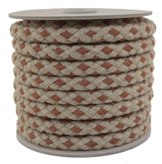 SONDERANGEBOT: Leinenseil / Flachsseil Ø 13mm - 10 Meter - 16fach geflochten 2-farbig (L1300-10bn)