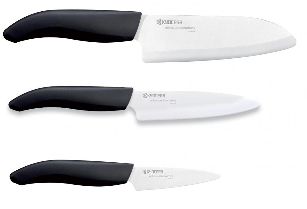 Kyocera Geschenk-Set FK-3PC-BK - Santoku Kochmesser + Obstmesser + Schälmesser (FK-3PC)
