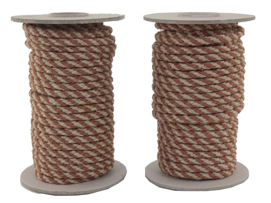 SONDERANGEBOT: Leinenseil / Flachsseil Ø 6mm - 28 Meter - 8fach geflochten braun/natur (L600-28BN)