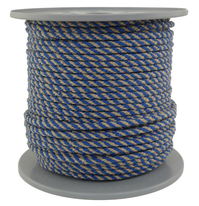 Leinenseil / Flachsseil Ø ca. 6mm - 100 Meter - 8fach geflochten Fb. blau/natur (L600-100NB)