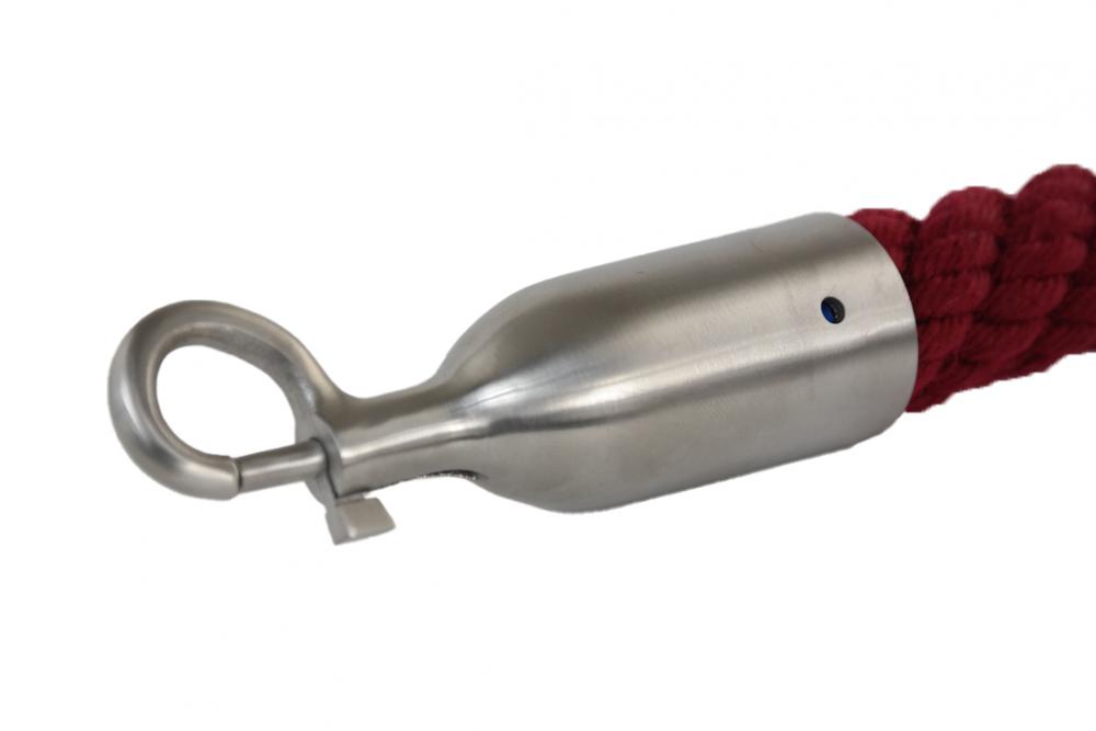 Seilendhalter Nickel matt mit Karabiner für 30 mm Absperrseil (a498)